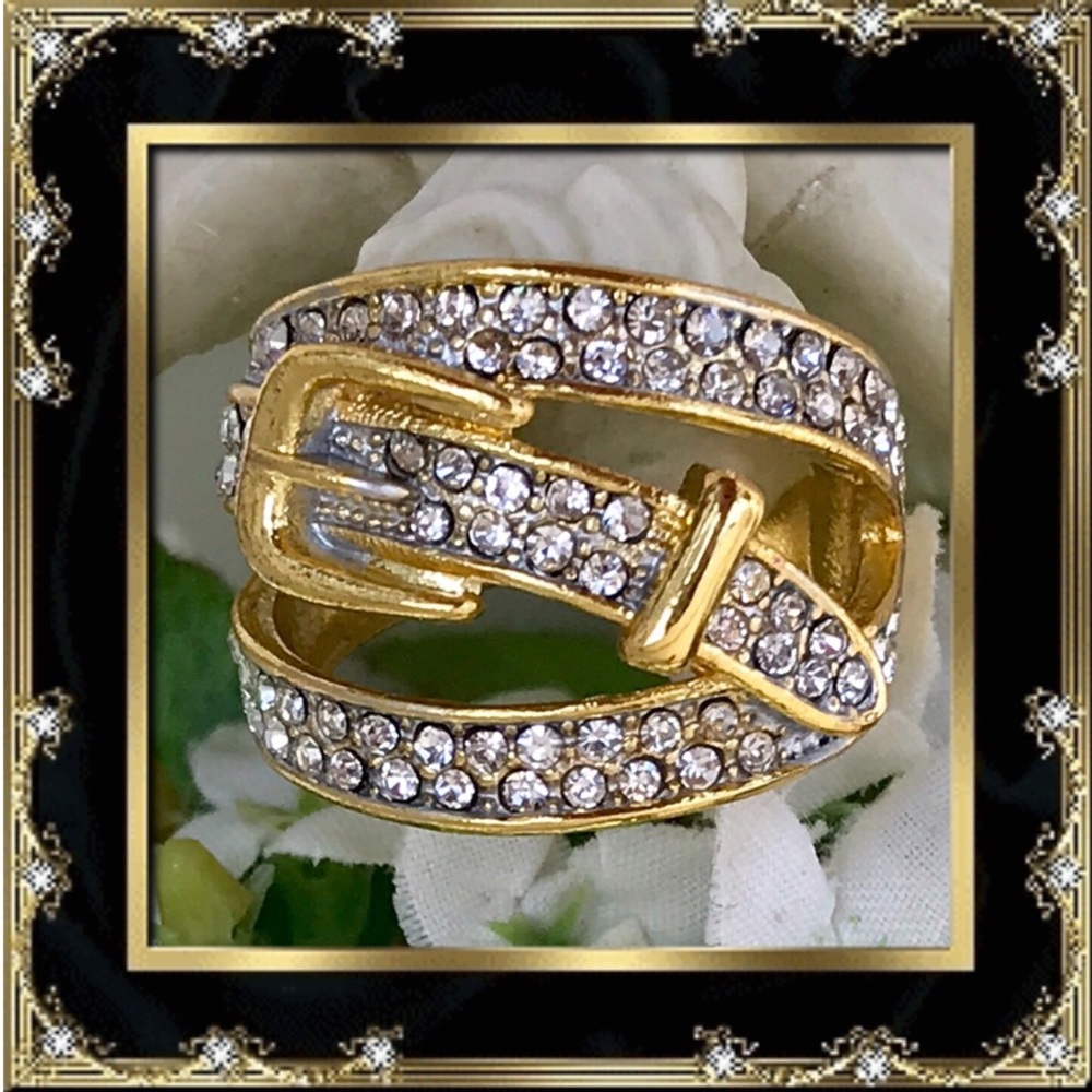 πΊπ΄πΊ 18k GOLD PLATED WHITE TOPAZ RING πΊπ΄πΊ - Picture 2 of 5
